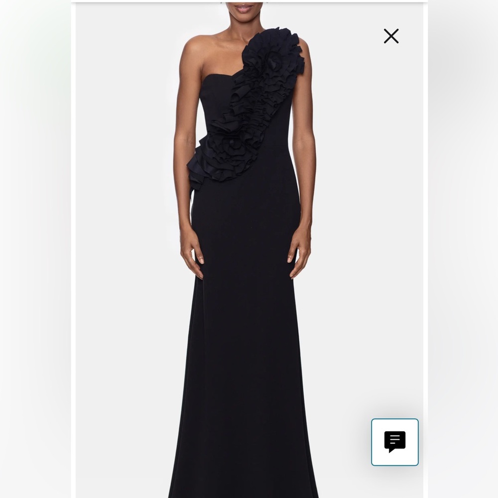Rosette One-Shoulder Trumpet Gown